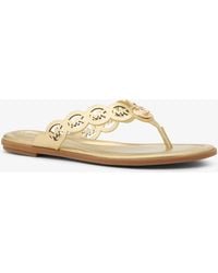 Michael Kors - Janie Perforated Logo Metallic Leather Sandal - Lyst
