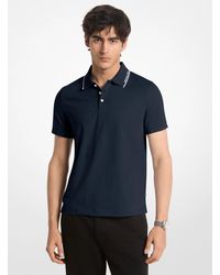 Michael Kors - Mk Logo Trim Cotton Jersey Polo Shirt - Lyst