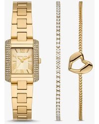 Michael Kors - Mk Coffret Cadeau Mini-Montre Et Bracelets Emery Ton Avec Pierres Pavées - Lyst