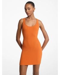 MICHAEL Michael Kors - Mk Ribbed Stretch Viscose Tank Dress - Lyst