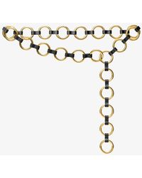 Michael Kors - Cinturón Marisa de piel en todo dorado con anillas - Lyst