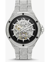 Michael Kors Limited-edition Oversized Lennox Pavé Silver-tone Watch - Gray