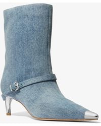 MICHAEL Michael Kors - Mk Kasia Denim Belted Boot - Lyst