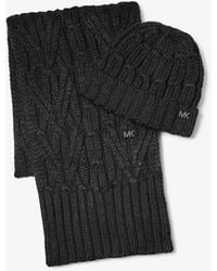 Michael Kors - Mk Cable-Knit Beanie Hat And Scarf Set - Lyst
