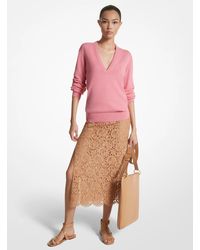 Michael Kors - Mk Hand-Embroidered Sequin Floral Lace Slit Skirt - Lyst