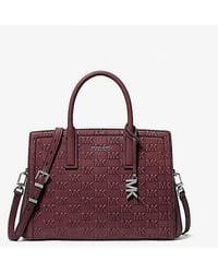 Michael Kors - Laila Medium Logo Embossed Burnished Leather Satchel - Lyst