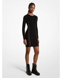 Michael Kors - Ribbed Stretch Knit Lace-up Dress - Lyst