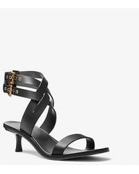 Michael Kors - Mk Irene Leather Kitten Heel Sandal - Lyst