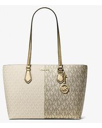 Michael Kors - Sheila Large Metallic Two-Tone Signature Logo Tote Bag - Lyst