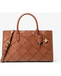 MICHAEL Michael Kors - Scarlett Medium Woven Leather Satchel - Lyst