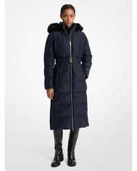 MICHAEL Michael Kors - Mk Faux Fur Trim Quilted Puffer Coat - Lyst