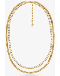Michael Kors - Mk Precious Metal-Plated Brass Double Chain Tennis Necklace - Lyst
