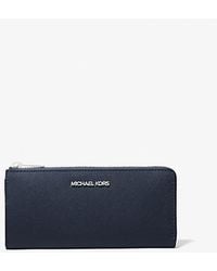Michael Kors - Jet Set Travel Large Saffiano Leather Quarter-Zip Wallet - Lyst