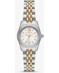 Michael Kors - Mk Petite Lexington Pavé Two-Tone Watch - Lyst