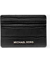Michael Kors - Mk Jet Set Small Crocodile Embossed Leather Card Case - Lyst