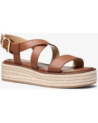 MICHAEL Michael Kors - Mk Lynn Leather Platform Espadrille Sandal - Lyst