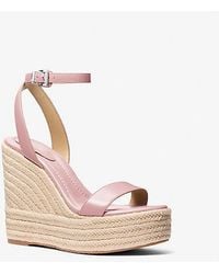 Michael Kors - Leighton Leather Wedge Sandal - Lyst