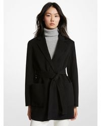 MICHAEL Michael Kors - Abrigo de mezcla de lana de doble cara con cinturón - Lyst