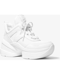 michael kors olympia canvas and leather trainer