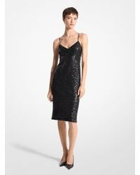 Michael Kors - Mk Robe À Bretelles En Georgette De Soie Avec Sequins Brodés À La Main - Lyst