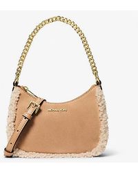 Michael Kors - Jet Set Small Suede And Faux Shearling Convertible Crossbody Bag - Lyst