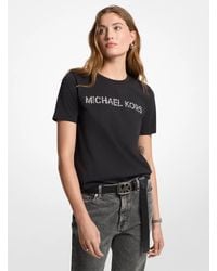 MICHAEL Michael Kors - Mk Embellished Logo Cotton Jersey T-Shirt - Lyst