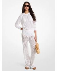 MICHAEL Michael Kors - Mk Open-Knit Stretch Cotton Flared Trousers - Lyst