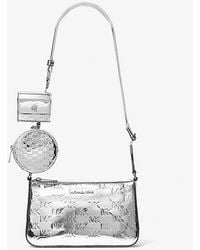 Michael Kors - Jet Set Small Patent Logo Debossed Crossbody Bag With Case For Apple Airpods Pro - Lyst