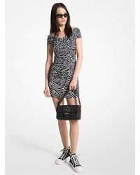 MICHAEL Michael Kors - Zebra Print Stretch Matte Jersey Off-the-shoulder Dress - Lyst