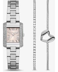 Michael Kors - Mk Coffret Cadeau Mini-Montre Et Bracelets Emery Argentés - Lyst