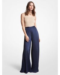 MICHAEL Michael Kors - Pantalón de satén de pierna ancha plisado - Lyst