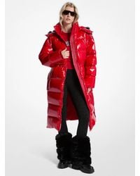 MICHAEL Michael Kors - Mk Faux Fur Trim Nylon Ciré Puffer Coat - Lyst