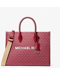 Michael Kors - Mirella Medium Metallic Signature Logo Tote Bag - Lyst