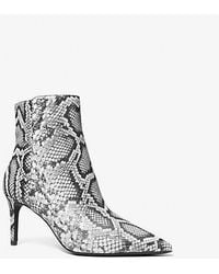 Michael Kors - Alina Flex Snake Embossed Leather Ankle Boot - Lyst