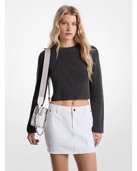 Michael Kors - Garment-Dyed Ribbed Cotton Cropped Sweater - Lyst