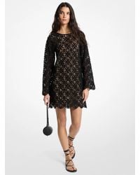 michael michael kors floral embroidered hemp mini dress Michael Kors Floral Embroidered Hemp Mini Dress in White