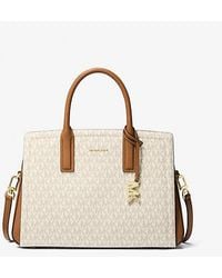 MICHAEL Michael Kors - Mk Laila Medium Signature Logo Satchel - Lyst
