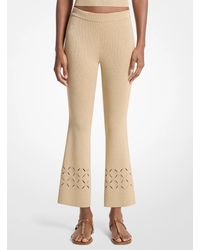 Michael Kors - Laser Cut Metallic Stretch Knit Cropped Pants - Lyst