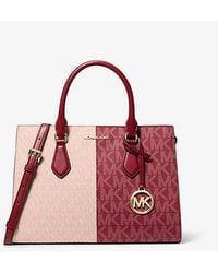 Michael Kors - Sheila Medium Two-Tone Metallic Signature Logo Satchel - Lyst