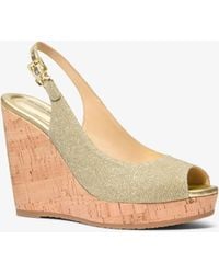 MICHAEL Michael Kors - Mk Rosie Glitter Chain-Mesh Wedge Sandal - Lyst