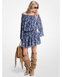 MICHAEL Michael Kors - Mk Robe À Épaules Dénudées En Georgette À Motif Cachemire - Lyst
