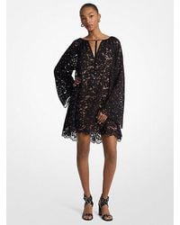 Michael Kors - Studded Corded Floral Lace V-Neck Dress - Lyst