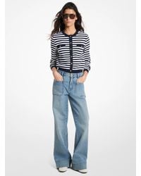 MICHAEL Michael Kors - Mk Striped Stretch Knit Cardigan - Lyst