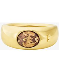 Michael Kors - Precious Metal-Plated Cubic Zirconia Signet Ring - Lyst