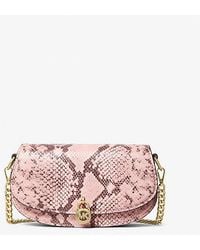Michael Kors - Mila Small Snake Embossed Crossbody Bag - Lyst