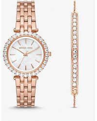 Michael Kors - Mini Darci Pave Rose Gold-tone Watch And Bracelet Gift Set - Lyst