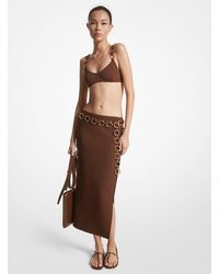 Michael Kors - Mk Stretch Double Crepe Sablé Ring Slit Skirt - Lyst