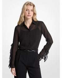 MICHAEL Michael Kors - Ruffled Georgette Blouse - Lyst
