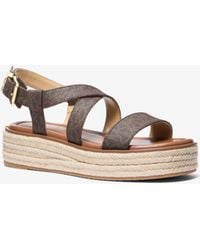 MICHAEL Michael Kors - Lynn Signature Logo Platform Espadrille Sandal - Lyst