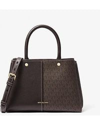 Michael Kors - Flora Medium Signature Logo And Leather Satchel - Lyst
